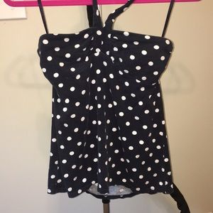 Navy blue polka dot halter top- The Loft